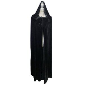 Velvet Cloak Cape Goth Renaissance Festival Witchy Medieval Costume Black 45-4